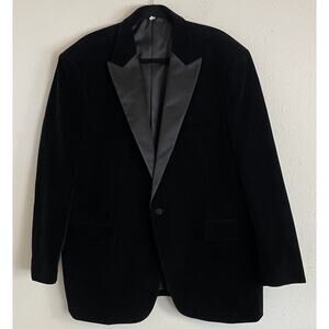 Rossi Man Slim Fit Men’s Classic fit Velvet Sport Coat Blazer 3XL Black Solid